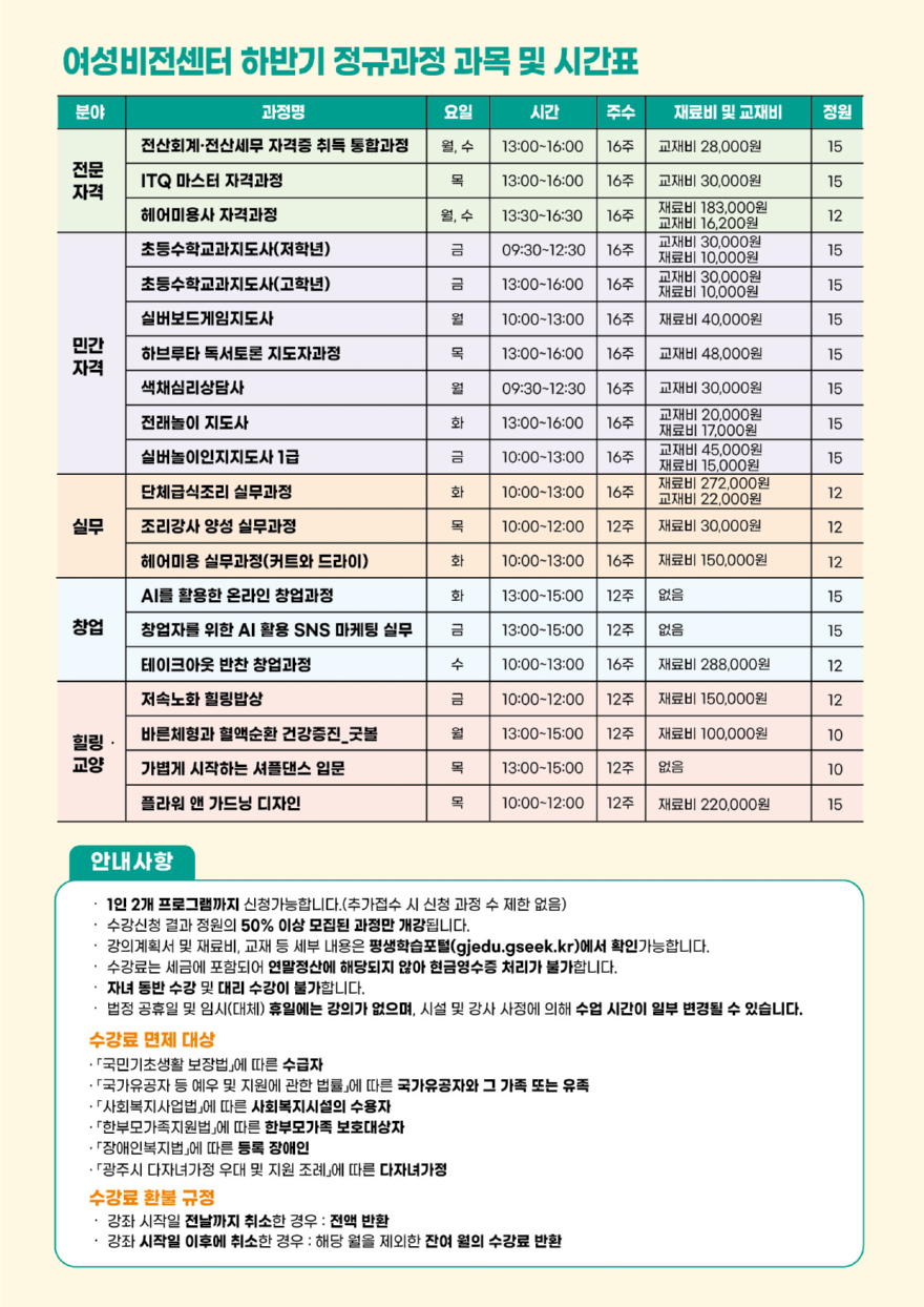 광주시, 여성비전센터 하반기 정규과정 수강생 8월 3일부터 모집 (2).jpg