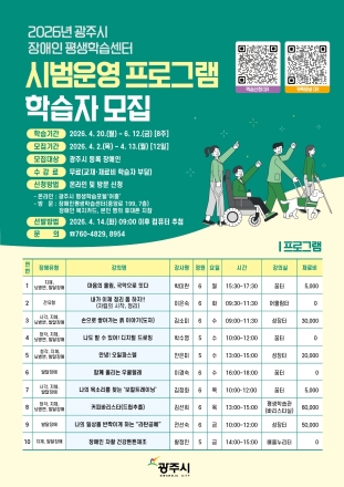 광주시, 장애인 평생학습센터 개관…시범 프로그램 학습자 모집