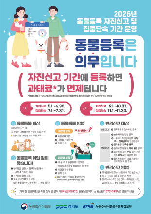 광주시, 반려견 동물등록 자진신고 기간 운영