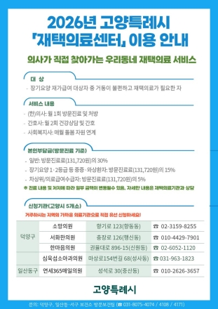 고양시, 장기요양 재택의료센터 사업 본격 추진